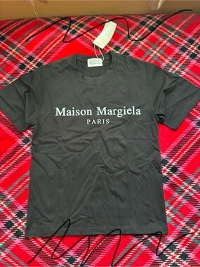 Maison Martin Margiela Black T-Shirt with White Logo